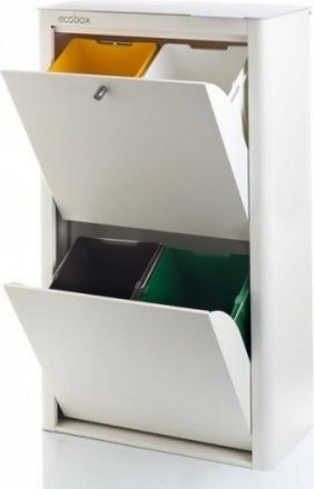 DON HIERRO Don Hierro - Contenedor Basura Ecologico Metalico 4 Departamentos Blanco