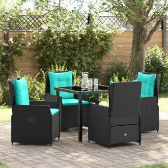 vidaXL Conjunto De Comedor De Jard&iacute;n 5 Pcs Negro Polirat&aacute;n Vidaxl