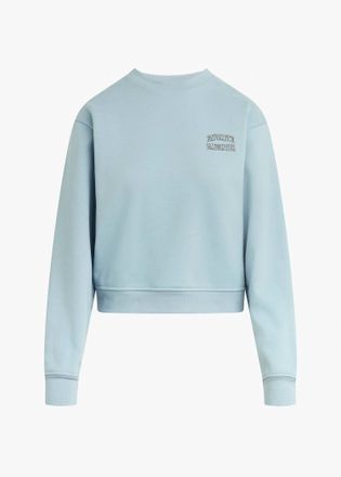 Favorite Daughter Womens Collegiate Chest Classic Sweatshirt In Sea Blue Gardenia