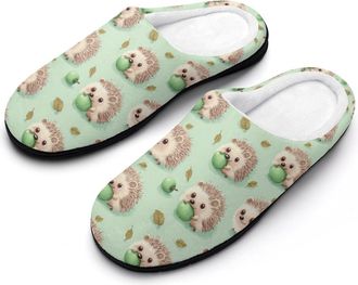 Generic Hedgehogs Cute Mens House Slippers Memory Foam Washable Cotton Slip on Home Shoes