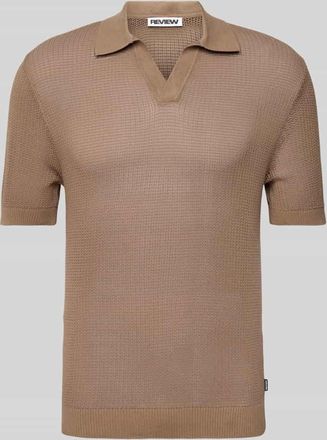 Review Strickshirt mit Polokragen und V-Ausschnitt in Mud, Gr&ouml;&szlig;e XL