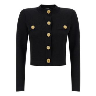 Balmain Cardigans, female, Black, 2XS, Viscose Knit Cardigan