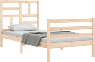 vidaXL Bed Frame with Headboard 100x200 cm Solid Wood Vidaxl Brown