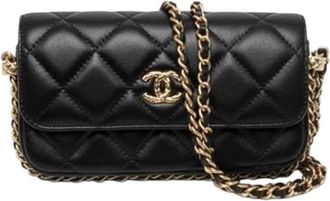Chanel Pre-owned Vintage Quilted Shoulder Bag - Dames - Vintage Schoudertas - Zwart - ONE Size - Leer - Vintage