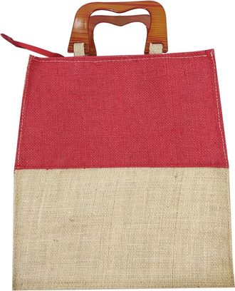 Generic Jute Work Tote Tiffin Bags with Zip for Lunch | Hessian Jute Bag | Reusable Bags | (WD Big Lunch Bag, Size: 11X6X12 Inch). (1)