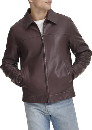 Tommy Hilfiger Mens Classic Faux Leather Jacket, Burgundy, XXL