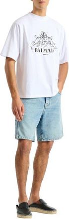 Balmain Printed Balmain Vine T-shirt in White at Nordstrom, Size Xxx-Large