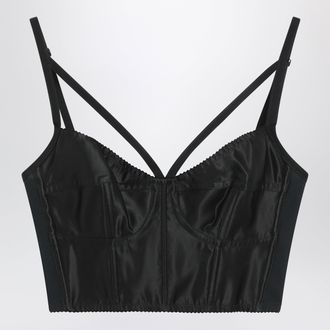 Dolce & Gabbana Heart-neck satin bustier top in black