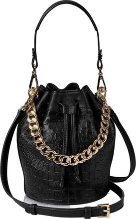 Gigi New York BROOKLYN BUCKET BAG in Black Embossed Croc at Nordstrom