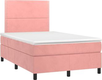 vidaXL Vidaxl - Cama Box Spring Con Colch&oacute;n Y Led Terciopelo Rosa 120x190 Cm