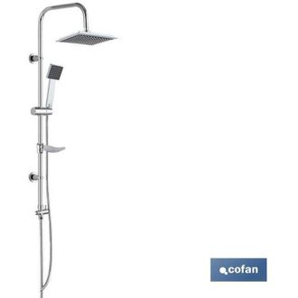 cofan Columna De Ducha Cuadrada 1 Funci&oacute;n, Columna De Ducha Cuadrada Para Ba&ntilde;o. El Kit Incluye: 1 Mango Con Una Funci&oacute;n De Hidroterapia, 1 Flexo Extensible 