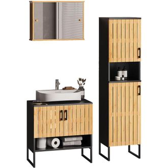Vicco Conjunto De Muebles De Ba&ntilde;o Vayra, Bamb&uacute;, 3 Partes, Vicco