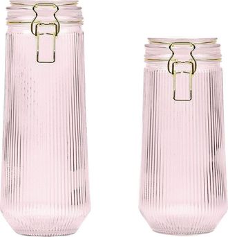 10 Strawberry Street Set Of 2 Delancey Graduated Textured Glass Canisters