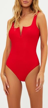 Beach Riot Tropez V-Wire Rib One-Piece Swimsuit in Red at Nordstrom, Size X-Small