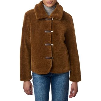 Bernardo Short Faux Shearling Coat in Brown at Nordstrom, Size Xx-Large