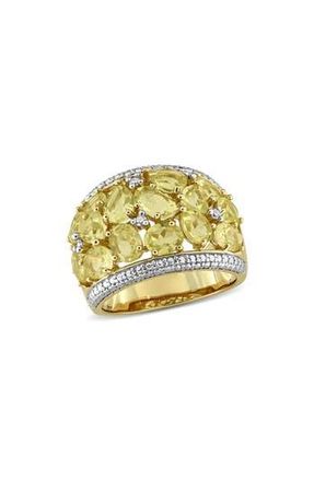 Delmar Lemon Quartz & Diamond Wide Band Ring in Yellow/Gold at Nordstrom Rack, Size 7