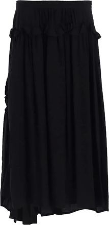 Yohji Yamamoto Midi-rok met ruches - Zwart