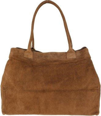 Girly HandBags Womens Expandable Italian Suede Leather Shoulder Bag - Tan