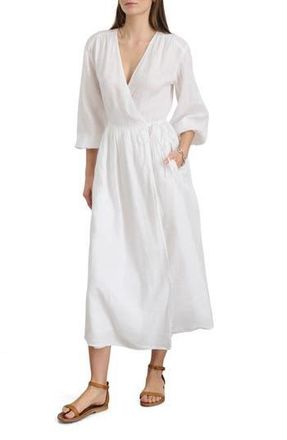 Alex Mill Lauren Long Sleeve Linen Wrap Dress in White at Nordstrom Rack, Size X-Small