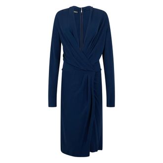 Alberta Ferretti Dress to the knee with deep neckline - female - Alberta Ferretti - Midi Dresses - Blue - XL - Dresses