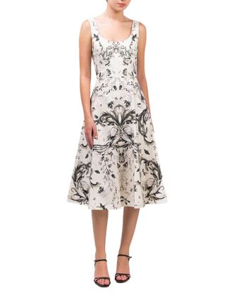 Marchesa Notte Mirrored Cotton Midi Dress