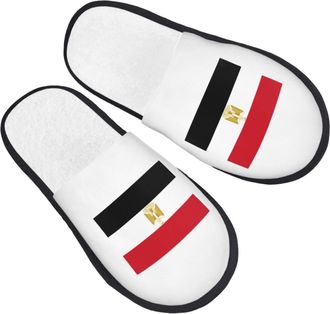 Generic Cotton Slipper Flag of Egypt Lightweight Ladies Slippers Portable Comfortable Hotel Slippers Bedroom Family M