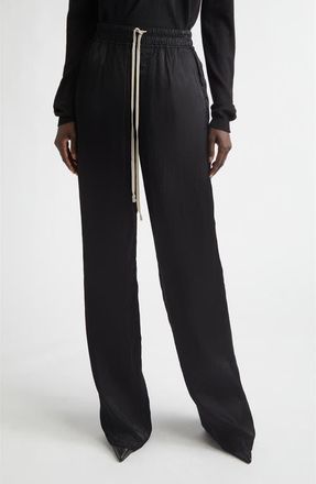 Rick Owens Dietrich Satin Drawstring Pants in Black at Nordstrom, Size 6 Us