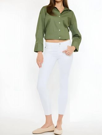 Kancan Midrise Ankle Jeans In White