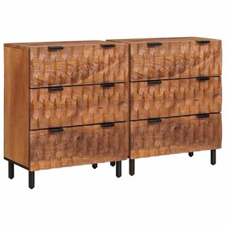 vidaXL Aparador 2 Pcs Acabado De Acacia Marr&oacute;n 60 X 33 X 75 Cm Vidaxl
