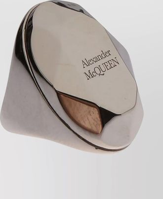 Alexander McQueen bold wide band stone ring