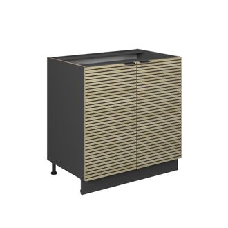 Vicco Armario Bajo Para Fregadero Fame-line, Panel De Roble, 80 Cm Con Estante, Sin Encimera, Vicco
