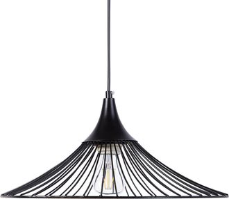 Beliani L&aacute;mpara Colgante Negra Con Dise&ntilde;o Industrial De Metal Pantalla Abierta De Alambre Negro Giona