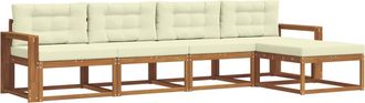 vidaXL Conjunto De Sof&aacute;s De Exterior 5 Uds. Natural Y Crema Vidaxl