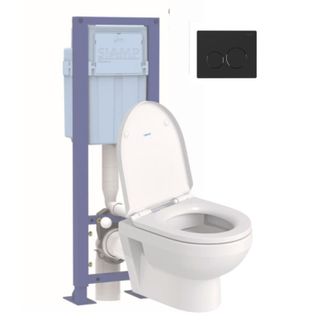 Duravit Pack Inodoro Suspendido Sin Reborde Compacto Duravit Duravit No. 1 + Asiento + Soporte Siamp + Placa Negra