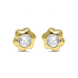 Luxenter oorbellen in 925 sterling zilver en briljant zirkonia afwerking in 18 karaats geel goud - Kaiwu
