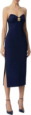 Elisabetta Franchi Strapless Crepe Sheath Dress In Ultramarine