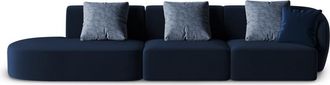 BLOOMINGLOFT 4-Sitzer Designsofa Chiara Samt mit Ottomane - Links