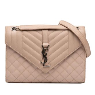 Saint Laurent Pre-owned Saint Laurent Medium Grain De Poudre Triquilt Monogram Envelope Bag Ladies TY8U516PS710PB3T