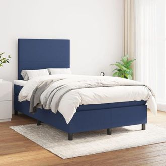 vidaXL Cama Box Spring Con Colch&oacute;n Tela Azul 120x200 Cm Vidaxl