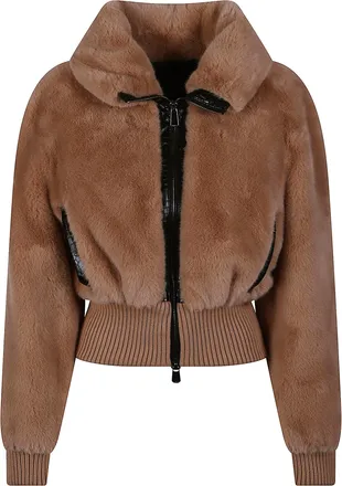 Pinko Bagels Polyester Faux Fur Bomber Jacket