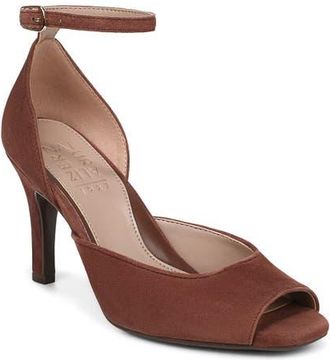 Naturalizer Asha Ankle Strap Peep Toe Pump in Cappuccino at Nordstrom, Size 9.5