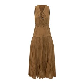 Pinko Casarsa Abito Voile - Dames - Maxi kleedjes - Bruin - M - Kleedjes