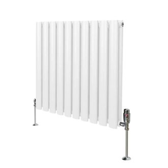 MonsterShop Oval Column Radiator & Valves - 600mm x 600mm - White
