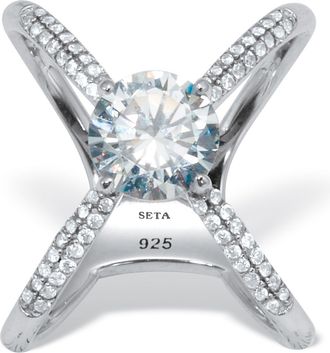 Palm Beach Jewelry 2.32 TCW CZ Sterling Silver Open Criss Cross Ring