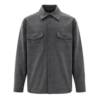Paolo Pecora Casual Shirts - Heren - Casual Overhemden - Grijs - S - Leer - Overhemden