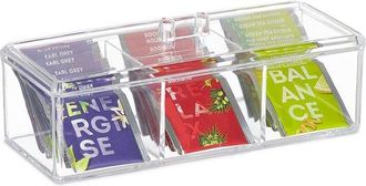 OEM Caja De T&eacute; - Con 3 Compartimentos - Pl&aacute;stico - Con Tapa - Transparente