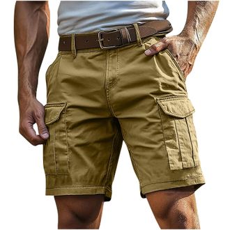 Generic Cargo Shorts for Men UK Summer Elastic Waist Bermuda Hiking Work Mens Shorts with Zip Pockets Casual Knee Length Bermuda Outdoor Lightweight Jogger Gy