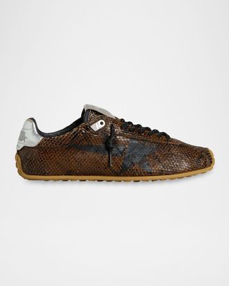 Golden Goose Marathon Speed Snake-Embossed Leather Low-Top Sneakers
