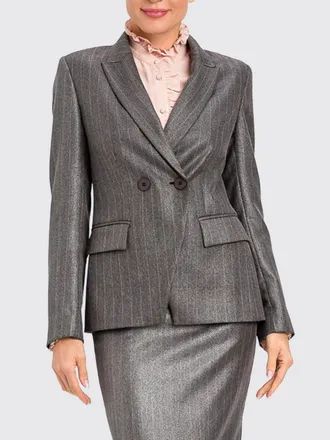 Twin-Set Blazer corto doppiopetto gessato in misto viscosa