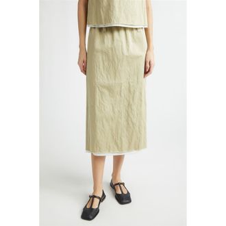 Nackiy&eacute; Crayon Crinkled Satin Pencil Skirt in Sage at Nordstrom, Size 8 Us